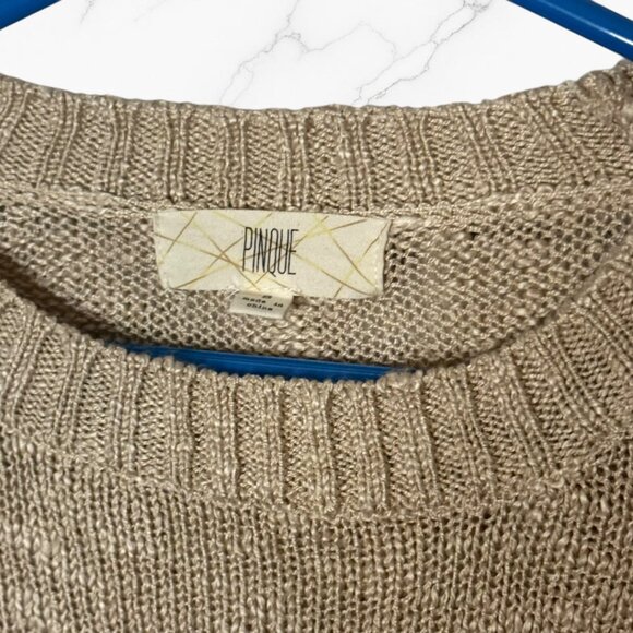 Stitch Fix PINQUE Tan Crewneck Sweater Size Small - Picture 2 of 9